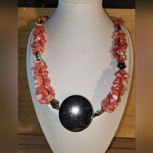 Coral Boho Style with Silvertone Spacers and Silvertone Disc NWOT